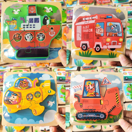 Montessori Wooden Puzzle Boards &ndash; Engaging Educational Toy for Toddlers 4 Pieces set1