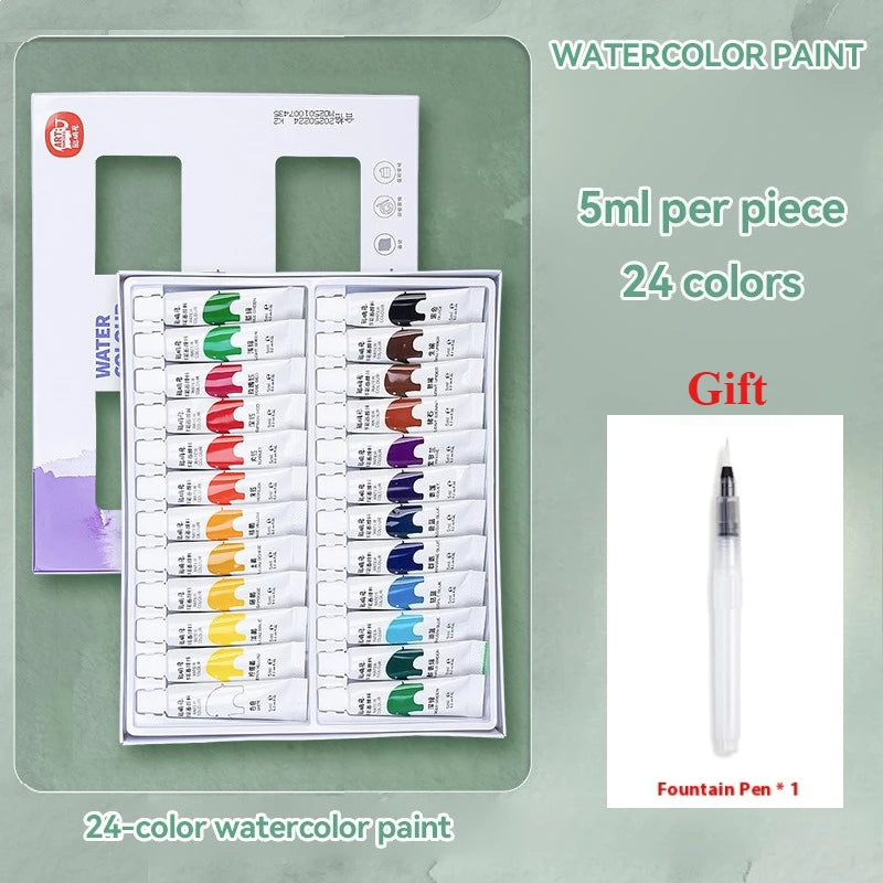 Borrence Watercolor 5ml Tubes &ndash; Vibrant Transparent Colors 24 Colors Pen