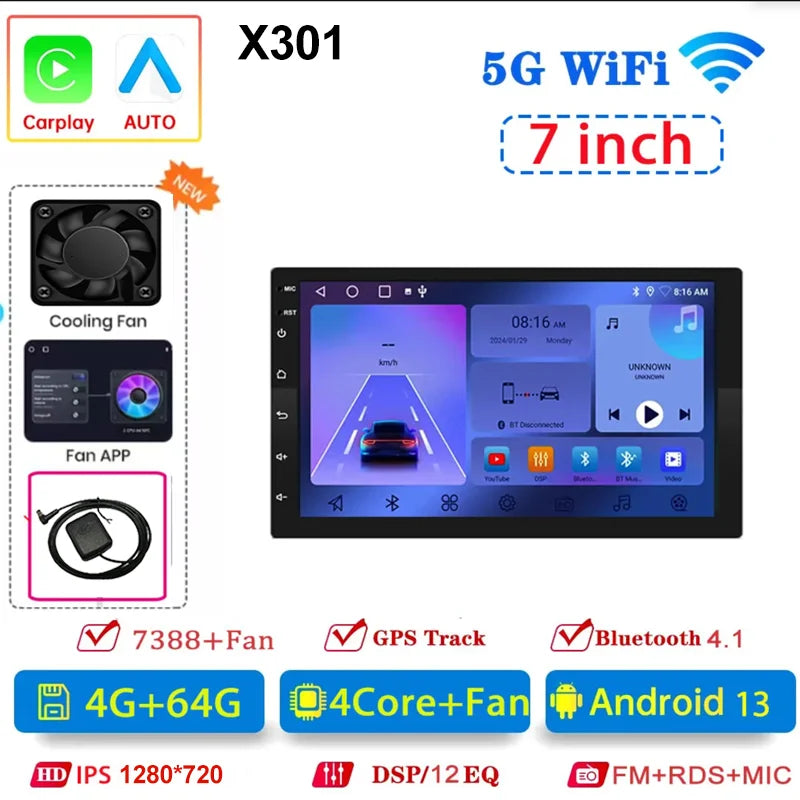 Android13 7 9 10 Inch Car Radio GPS &ndash; Wireless CarPlay and Android Auto Connectivity 7Inch 4-64GB