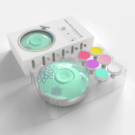 Electric Baby Nail Care Trimmer with 6 Grinding Heads green