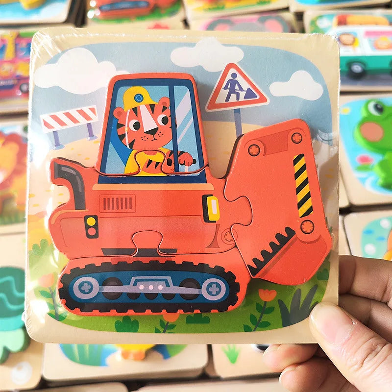 Children's Animal Wooden Puzzle &ndash; Engaging Montessori Learning Toy excavator