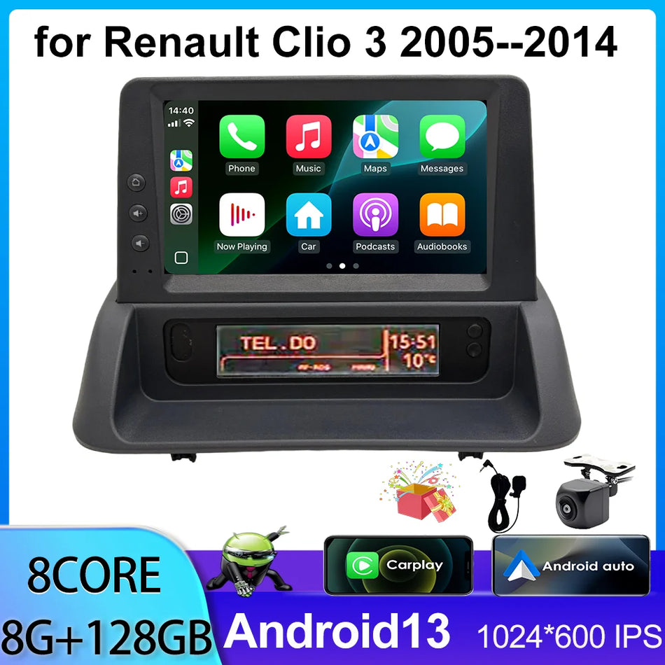 7-calowy samochodowy system nawigacji GPS z radiem do Opla Clio 3 2005-2014 z multimediami i wsparciem dla Apple Carplay