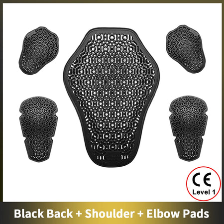 WOSAWE CE Back Protector &ndash; Universal Anti Shock Spine Pad Black 5Pcs Set / One Size