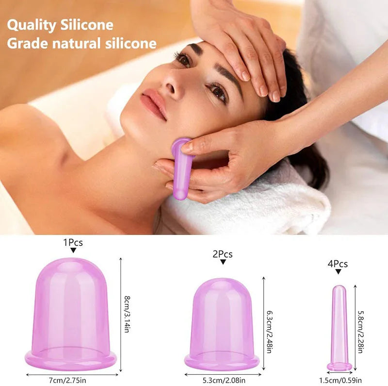 3/4PCS Silicone Vacuum Cupping Massage Jars - Face Lift