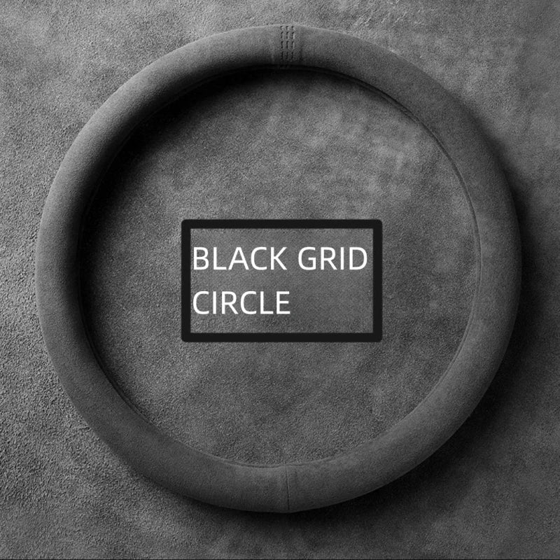 LDS641 Suede Steering Wheel Cover &ndash; Ultra Thin Non Slip Round-Black
