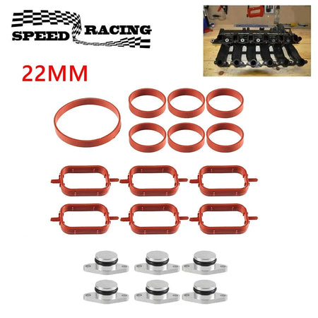 6PCS 22mm Swirl Flap Blanking Plates with Intake Manifold Gasket Seal For BMW M47 M57 E39 E87 E46 E90 E39 E60 X3 6 Cylinder by InterCyprus Trading Ltd