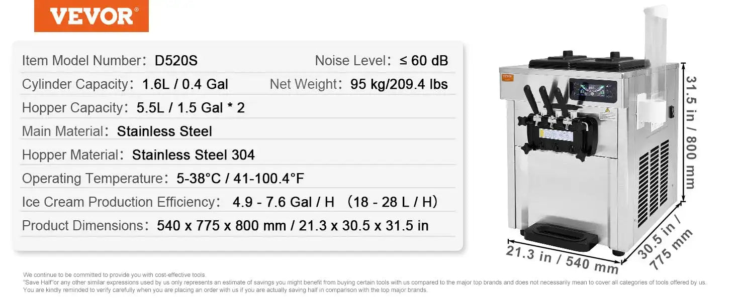 1850W 3 Flavor Soft Serve Ice Cream Maker 5.5Lx2 / Poland