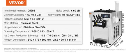 1850W 3 Flavor Soft Serve Ice Cream Maker 5.5Lx2 / Poland