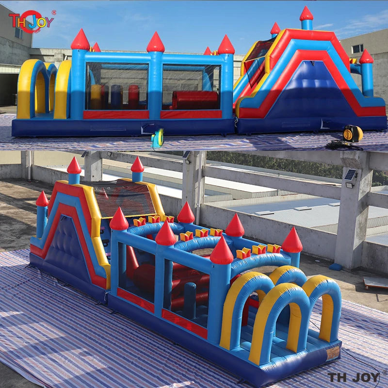 12.2x3m Υπαίθριο Ταχύτητας Τρέξιμο Εμπόδιο Μαθήματος Κάστρο Φουσκωτό