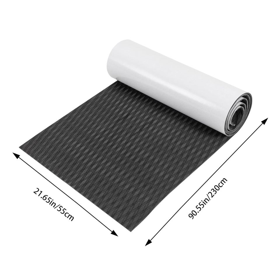 90.55x21.65in Black Grey EVA Boat Mat &ndash; Non-Skid Carpet