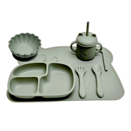 CZSAE Children's Tableware Set &ndash; Suction Cup Design for Easy Self-Feeding green