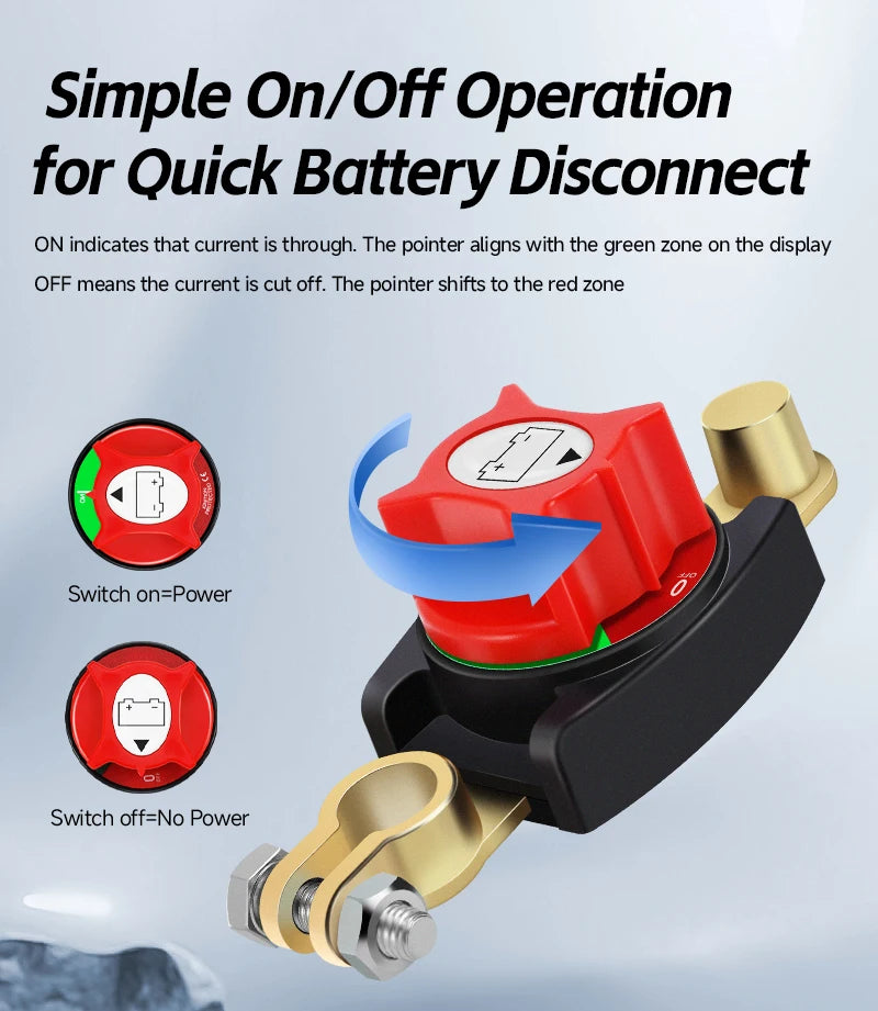 12-48V Car Isolator Disconnect Rotary Switch - 275A Battery Cutoff for Car, RV, Boat