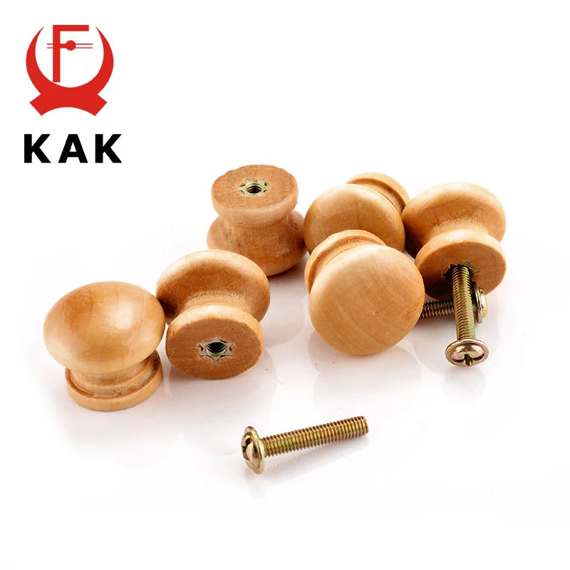 Set de 10 bucăți de mânere din lemn natural pentru dulapuri, formă rotundă de ciupercă