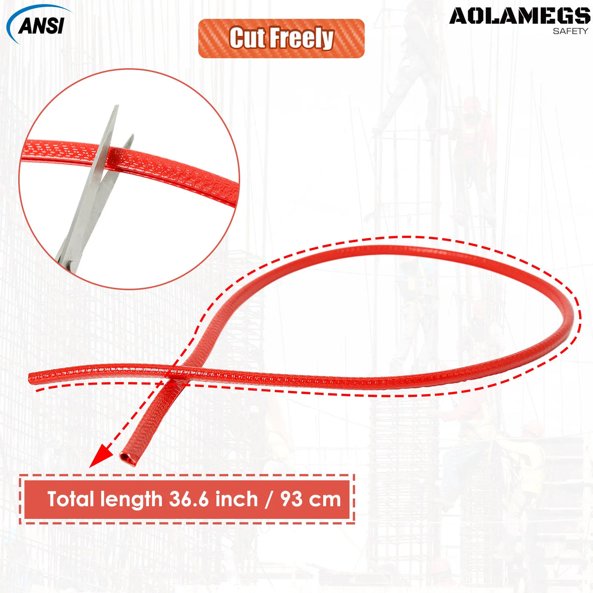 Aolamegs PJ2033 Anti Collision Strips &ndash; Non Slip Rubber Red 93cm