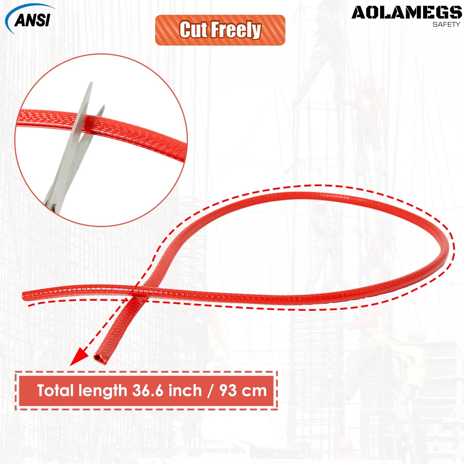 Aolamegs PJ2033 Anti Collision Strips &ndash; Non Slip Rubber Red 93cm
