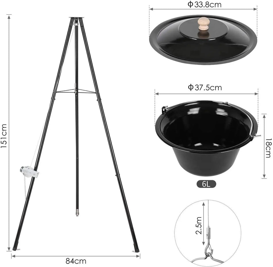 Ungersk Gulaschkittel 10L Emaljerad Gryta På Stativ