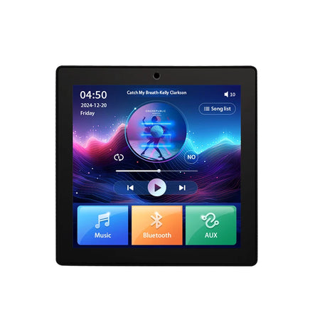 4 Inch Touch Screen In-Wall Bluetooth Power Amplifier with Ceiling Speakers Black 2x25W