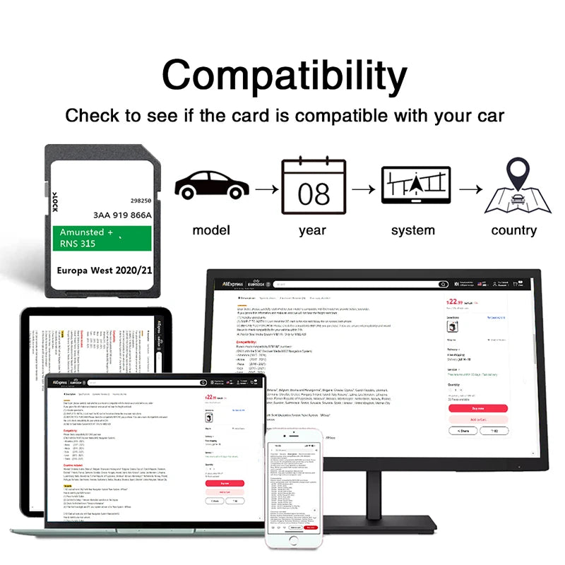 8GB SD Card Europe Maps RNS315 Amunsted &ndash; Europe Map Update