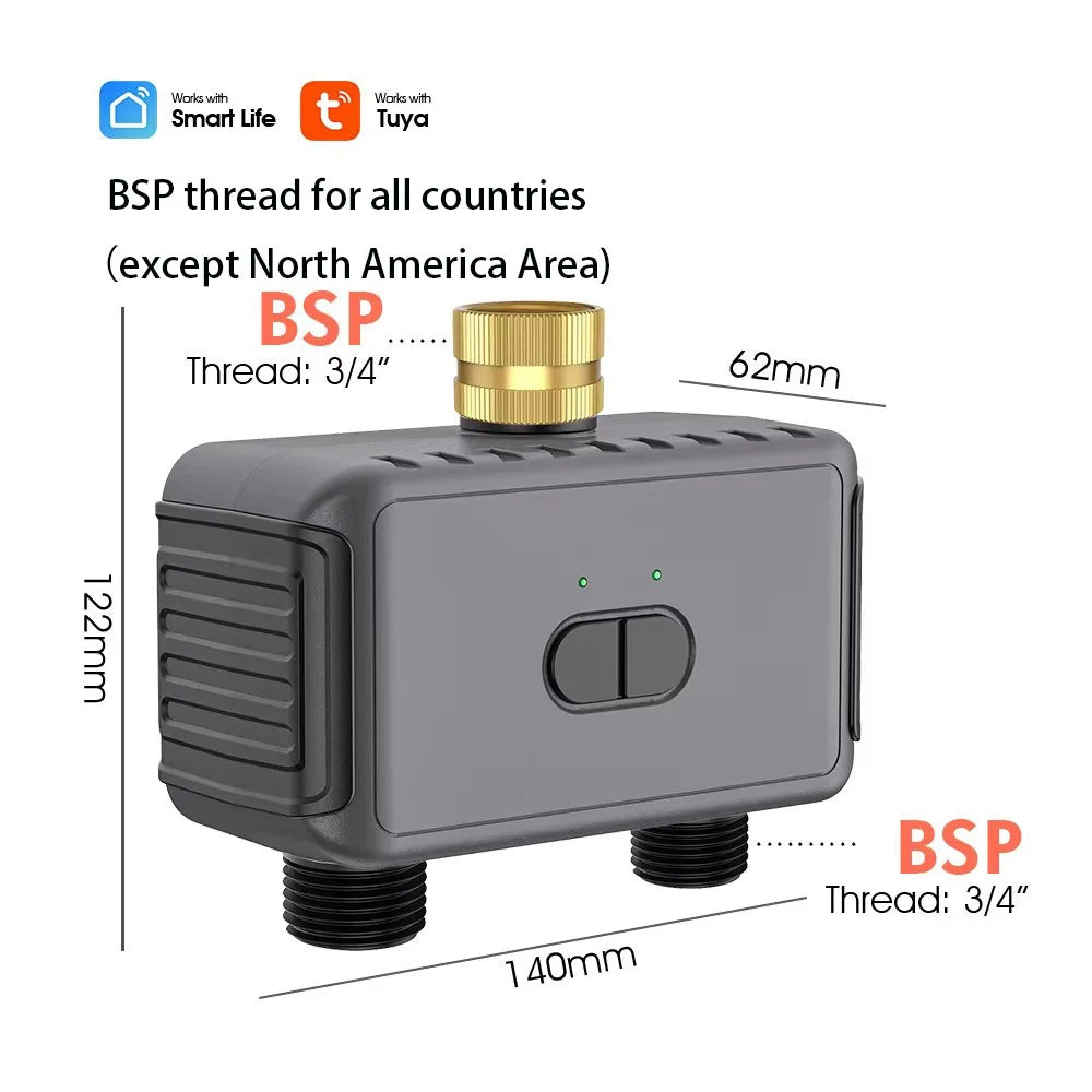 2 Outlets WiFi Tuya Watering Timer &ndash; Smart Life Rain Delay BSP (EU UK AU Asia)