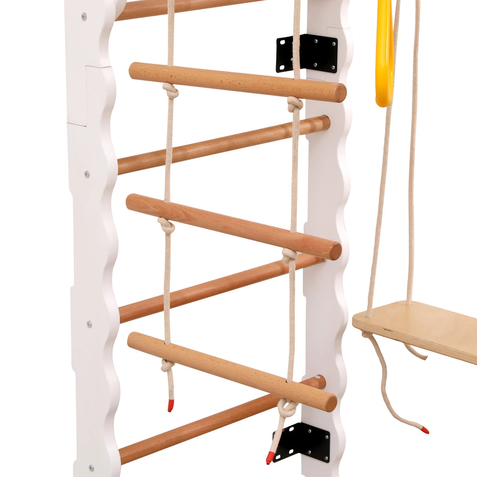 Seks i én træklatrestillads til børn bøg gynge
