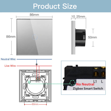 BSEED Zigbee Smart Touch Wall Switch - 1/2/3 Gang Control
