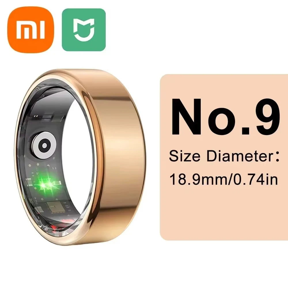 Xiaomi Smart Ring: Advanced Health Monitor with Heart Rate, Sleep Tracking &amp; Gesture Control Golden size 9