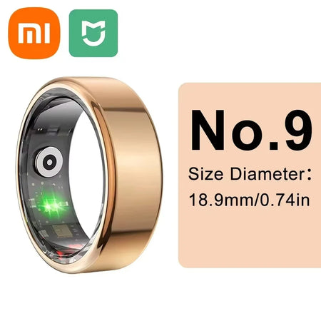 Xiaomi Smart Ring: Advanced Health Monitor with Heart Rate, Sleep Tracking &amp; Gesture Control Golden size 9