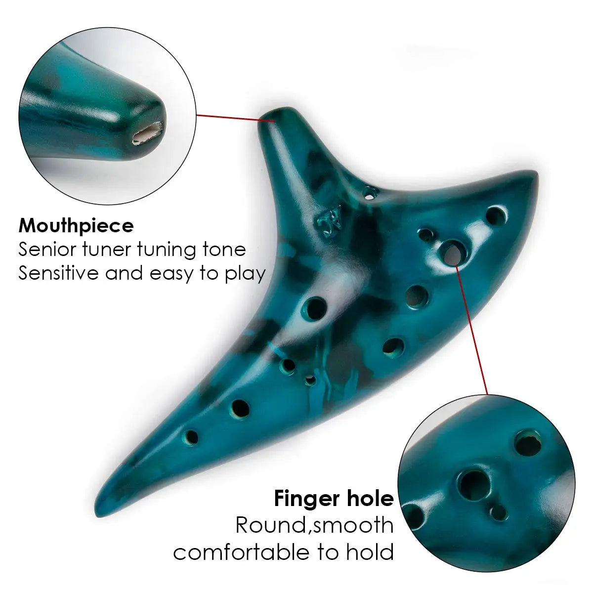 Ocarina12 Tones Alto C Ceramic Ocarina &ndash; With Song Book