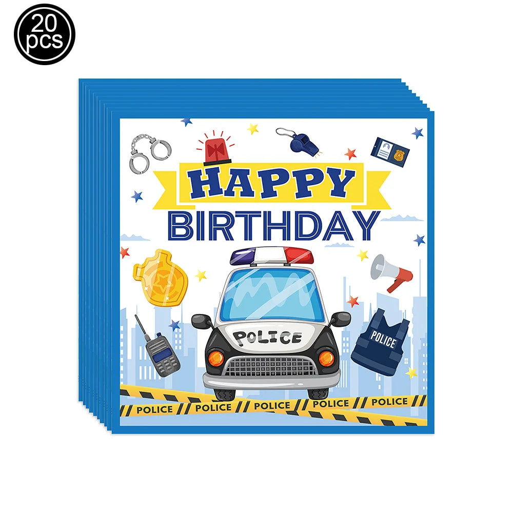 Police-Themed Birthday Party Balloon Supplies for Boys