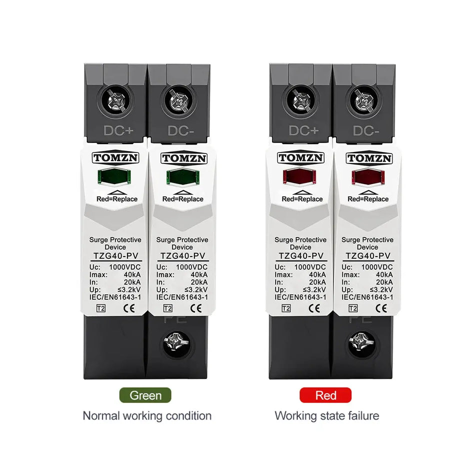 TOMZN DC SPD 2P 500V 600V 800V 1000V 20-40KA Din Rail Solar Outdoor Power Protection Protective Device Surge Protector Surge by InterCyprus Trading Ltd