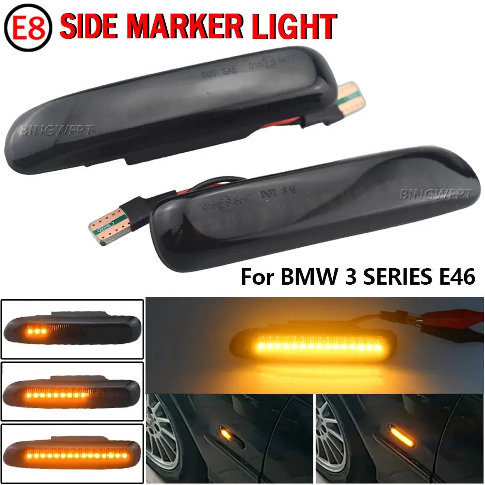 2pcs Sequential Flashing LED Turn Signal Side Marker Light For BMW 3 Series E46 Sedan Coupe Wagon Convertible 1997-2001 by InterCyprus Trading Ltd