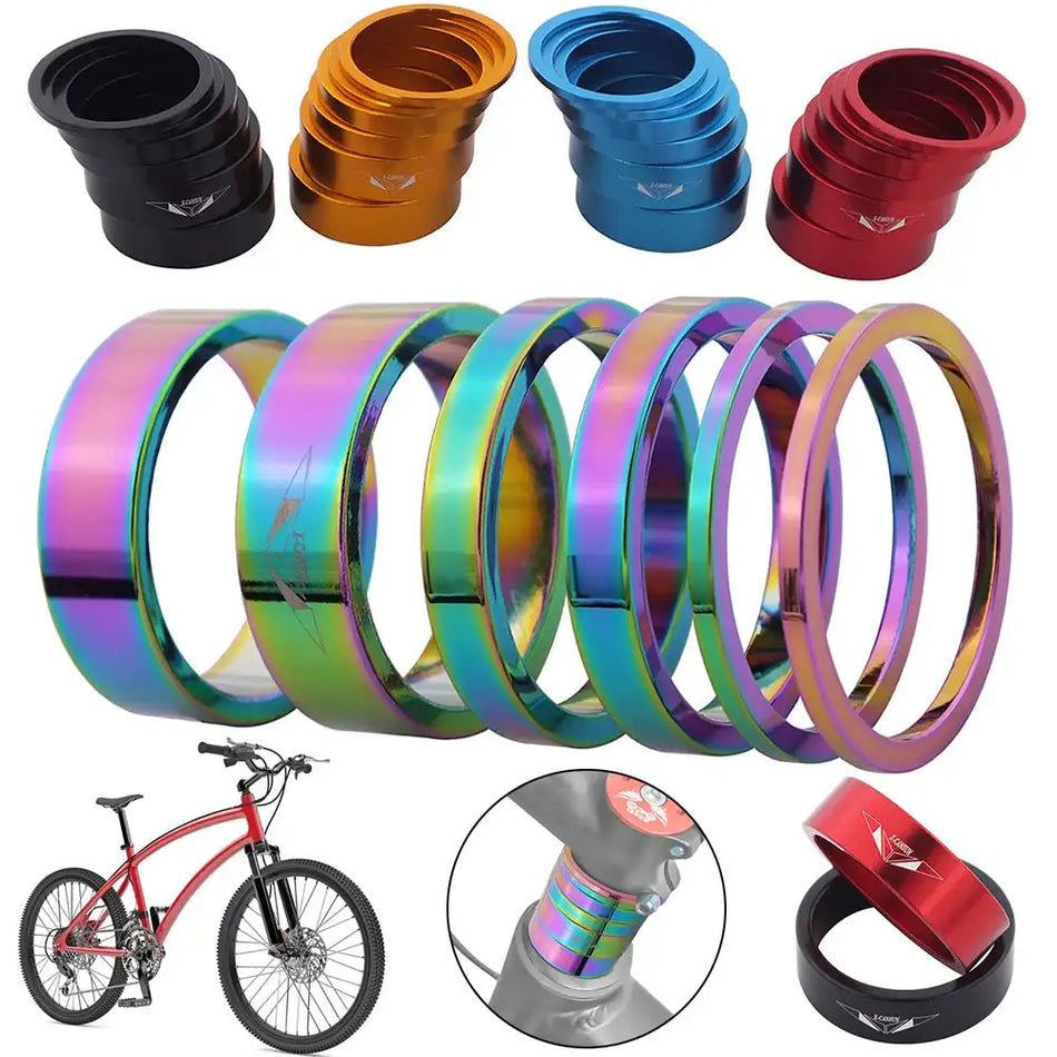 Bike Headset Spacer Kit 6 Pcs 2 5 10mm Aluminum Alloy