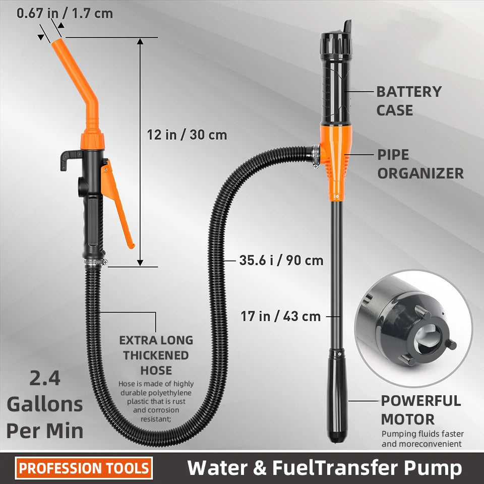 12V Portable Fuel Pump &ndash; Battery Powered Siphon For Cars