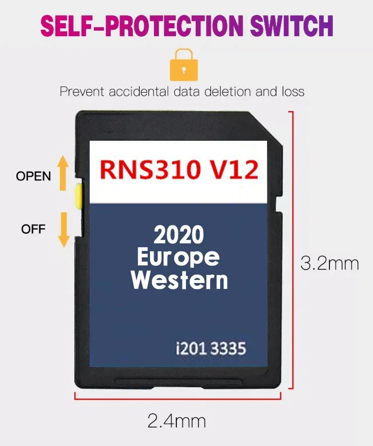 RNS 310 V12 West Europe NAVI SD Card Multivan &ndash; 2020 Maps