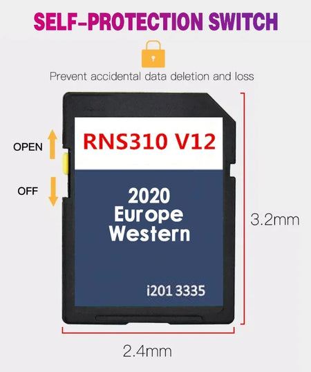 RNS 310 V12 &ndash; West Europe Maps SD Card 8GB Coverage