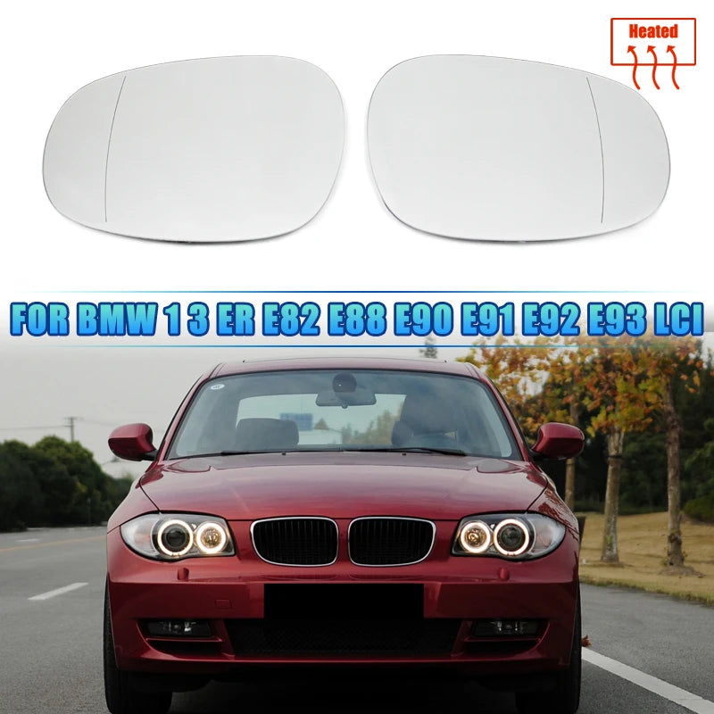 Vidro de Espelho Retrovisor Aquecido Duplo para BMW Série 1 3 Ângulo Larguíssimo
