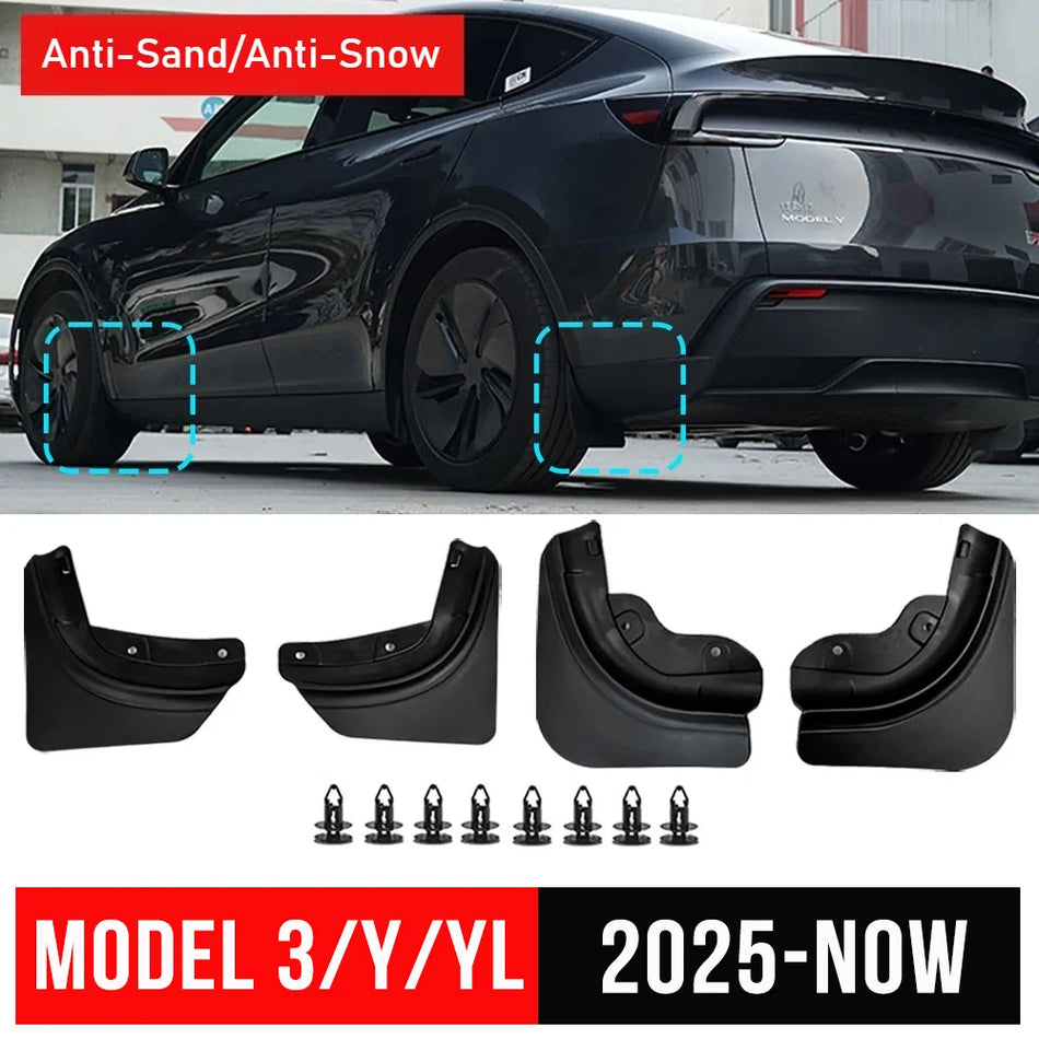 For Tesla Model 3 Y YL Juniper 2026 2025 Mud Flap Splash Guard MudFlaps Front Rear Fender Mudguards Protector Travel Accessories
