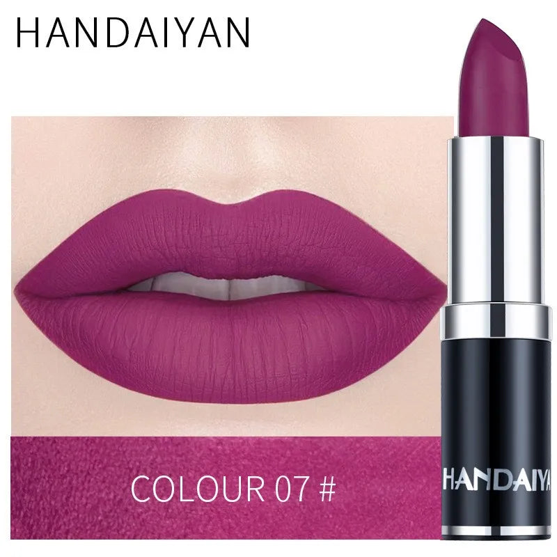 Handaiyan Velvet Smooth Matte Lipstick - Sexy Rose Purple - 12 Shades H1009-07 / Full Size