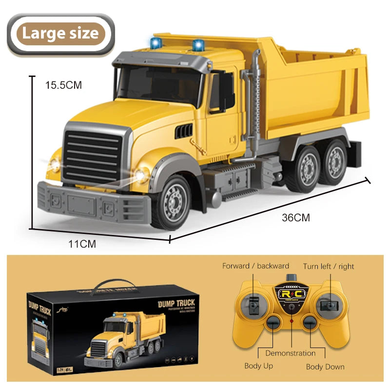 BigShu 1:24 9CH Remote Control Bulldozer Truck with Shovel and Excavator Features QH2901-2D