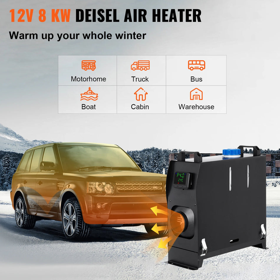 8KW Dieselowy Grzejnik Powietrzny Parkingowy do Ciężarówek z Wyświetlaczem LCD 12V