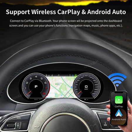 AUTOABC 10.25"LCD Digital Dashboard Cluster Wireless CarPlay Android Auto FOR Audi Q5 2009-2018year Support Steering wheel by InterCyprus Trading Ltd