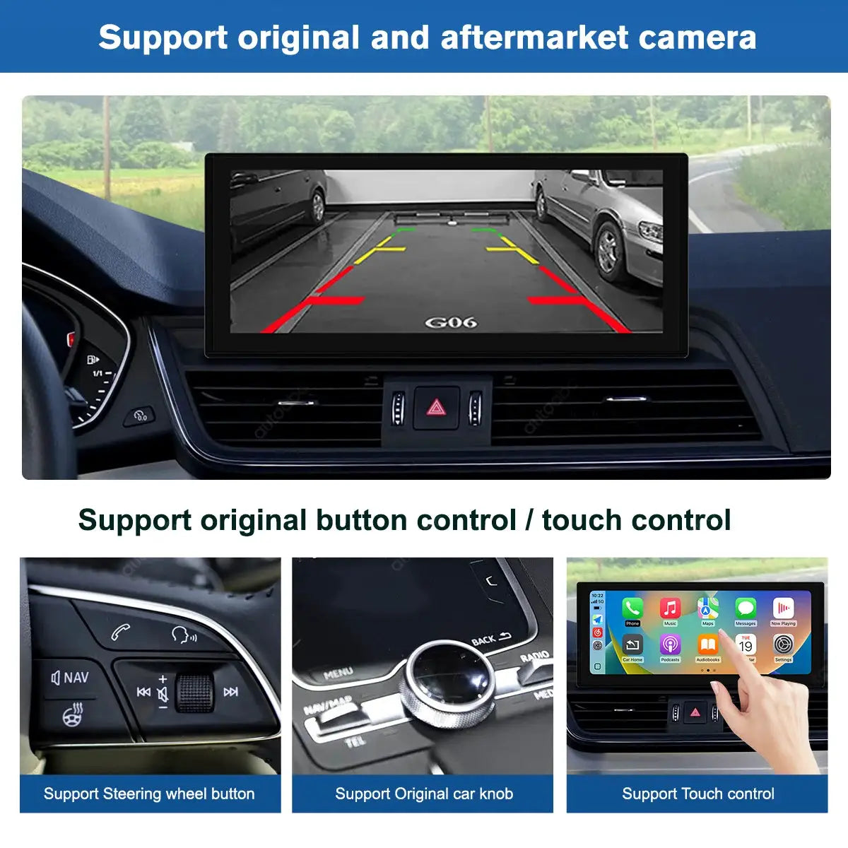 12.3'' TouchScreen Wireless CarPlay Car Multimedia Display For Audi Q5 2018-2019 MIB System with Android Auto Airplay Function by InterCyprus Trading Ltd