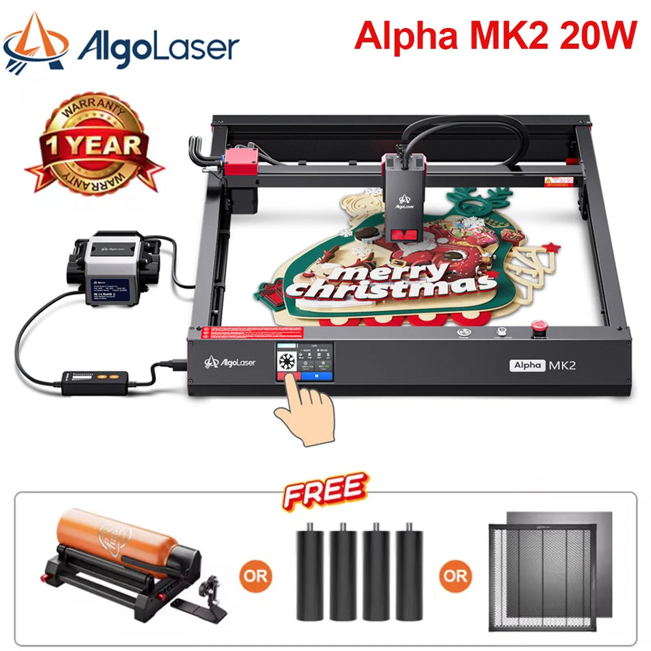 AlgoLaser Alpha MK2 Grabador Láser de 20W con Bomba de Aire, WiFi, 400x400mm