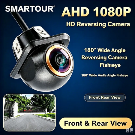 AHD 1080P CVBS Switchable Car Rear View Camera 180 Degree Fisheye Golden Lens Starlight Night Vision Waterproof Front Rear by InterCyprus Trading Ltd
