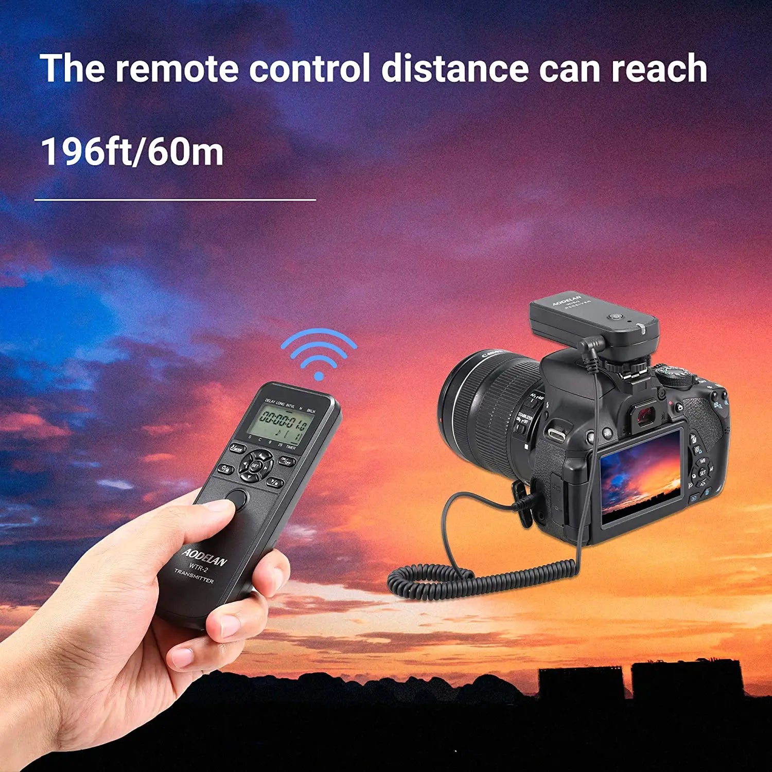 AODELAN WTR-2 Wireless Timer Lapse Intervalometer Remote Control for Multi-Brand Cameras