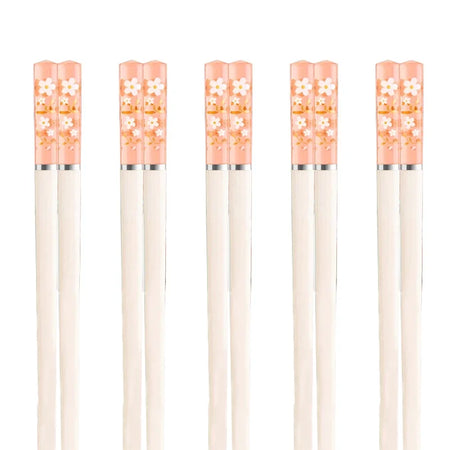KNGZI 5 Pair Japanese Chopsticks &ndash; Eco-Friendly Reusable Design YH Pink