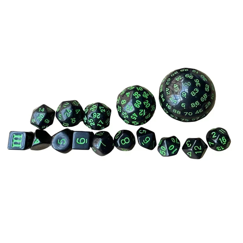 Conjunto de Dados Poliedricos 15 Peças Acrílico Preto Opaco Para Jogos RPG