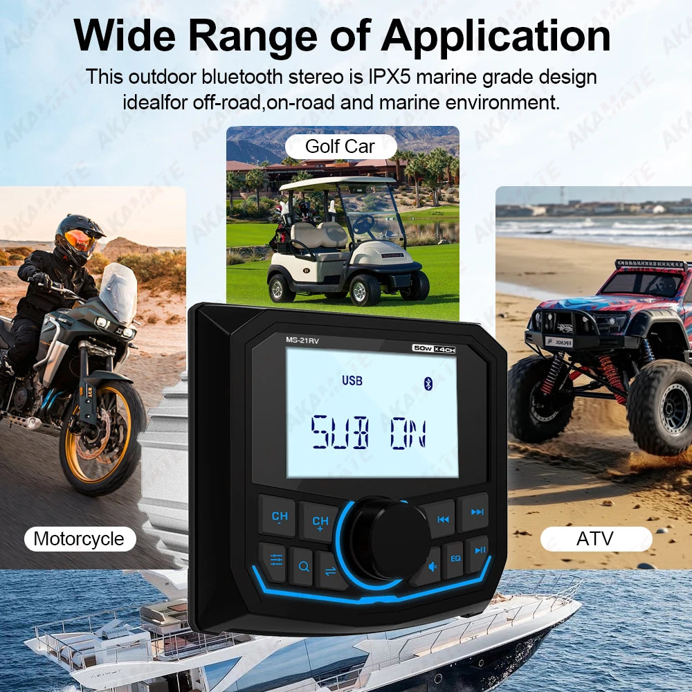 MS-21RV-1 Boat Radio - Waterproof Bluetooth Marine Player