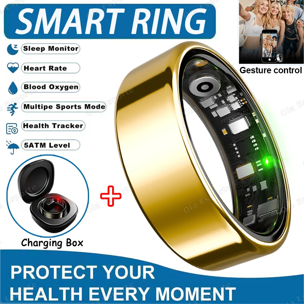 2025 Smart Ring: Heart Rate, Blood Pressure, Sleep Monitoring &amp; Motion Tracking