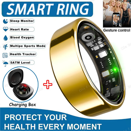 2025 Smart Ring: Heart Rate, Blood Pressure, Sleep Monitoring &amp; Motion Tracking